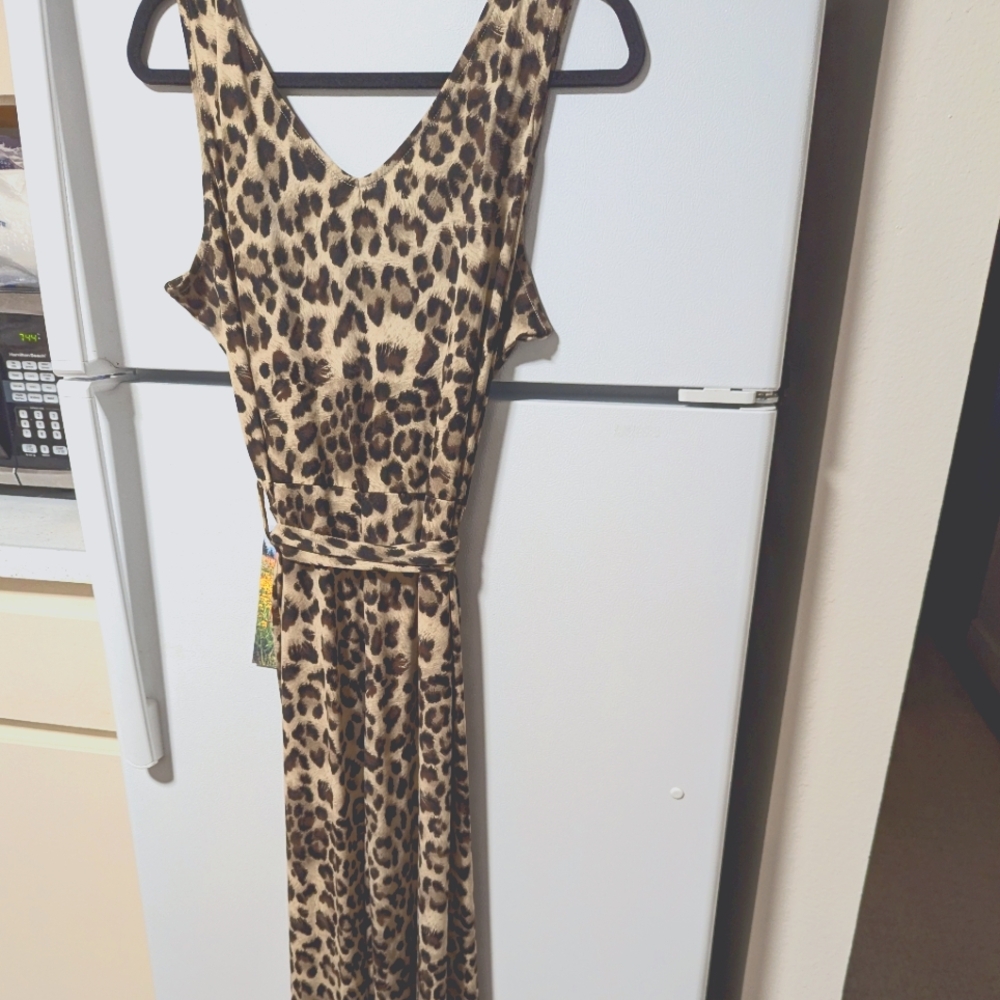 Leopard Print Sleeveless Jumpsuit